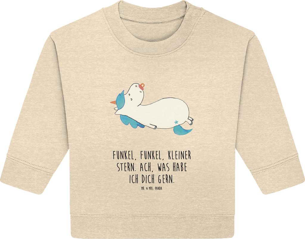 Mr. & Mrs. Panda Organic Baby Pullover Einhorn Schnuller 12. - 18. Monat - Natural Raw - Geschenk, Bullover, Unicorn, Mutter, Mama, Geburt, Geburtstag
