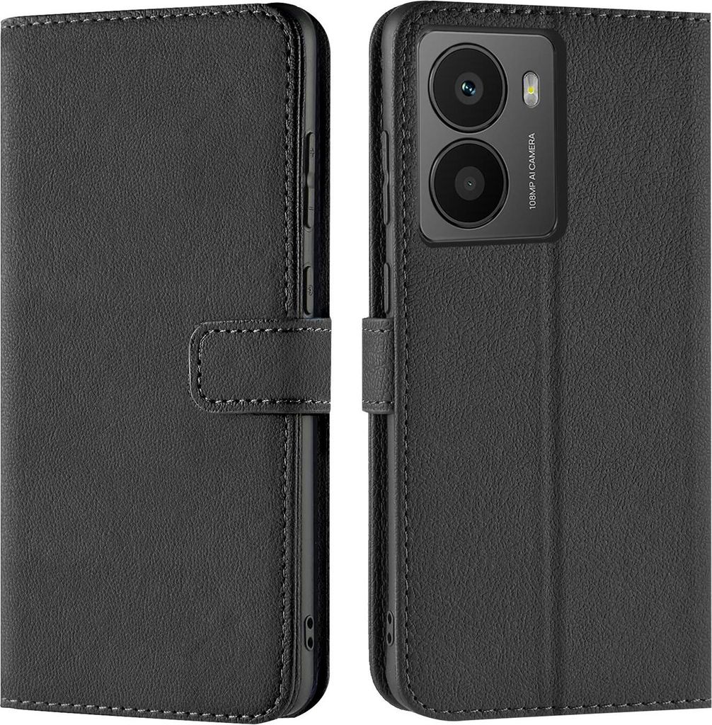 Conie Klapp Tasche für HMD Fusion Kartenfach Rundumschutz Hülle in Schwarz