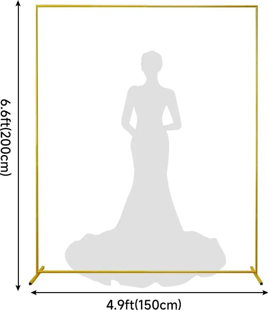 Arche métallique dorée 150 cm, cadre carré robuste pour décors de fête