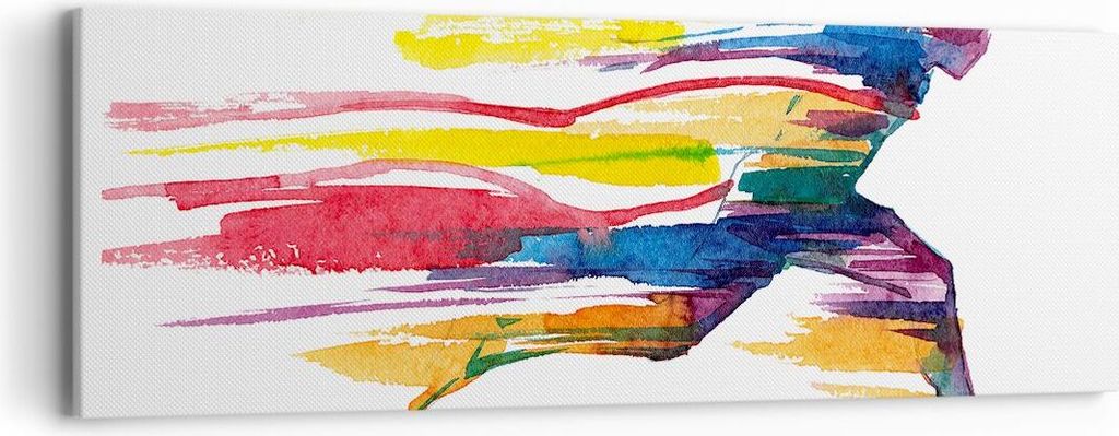 Bild auf Leinwand - Leinwandbild - Run Streifen Spiel Grafik - 90x30cm - Wand Bild - Wanddeko - Leinwanddruck - Bilder - Kunstdruck - Wanddekoratio...