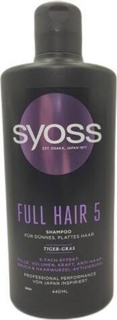 SYOSS Full Hair 5 Shampoo 440 ml 5-Fach-Effekt Fülle & Volumen für Dünnes Plattes Haar