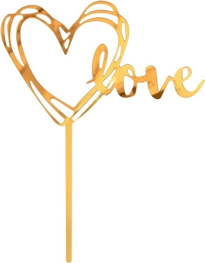 LOVE gold Acryl Tortenaufleger 13x10 cm