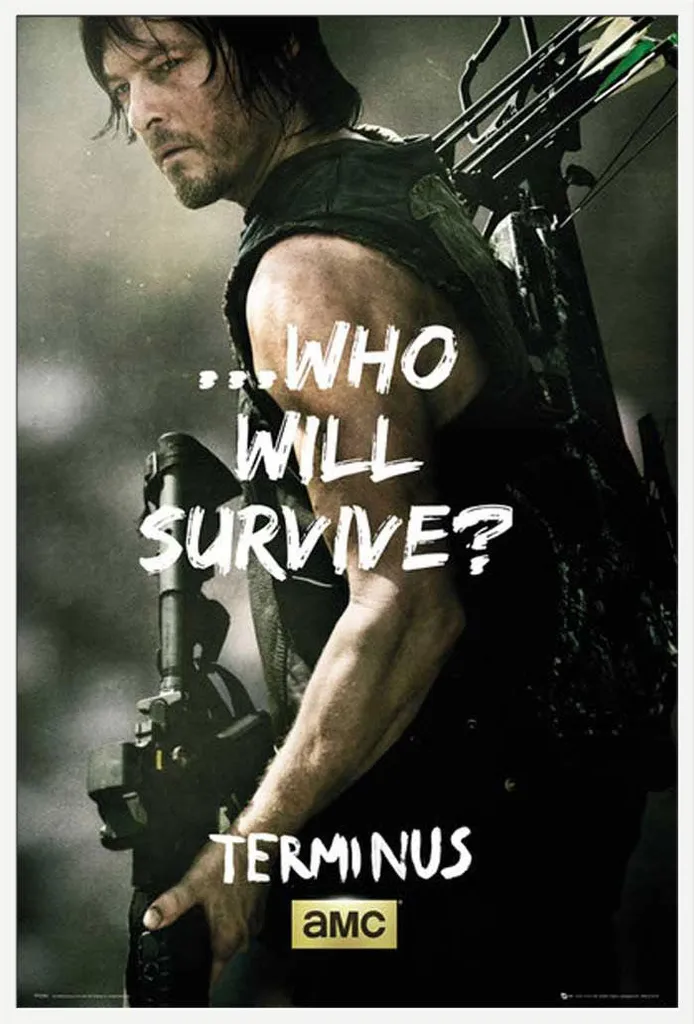 Affiche The Walking Dead Daryl Survive avec Cadre Blanc Shinsuke Maxi