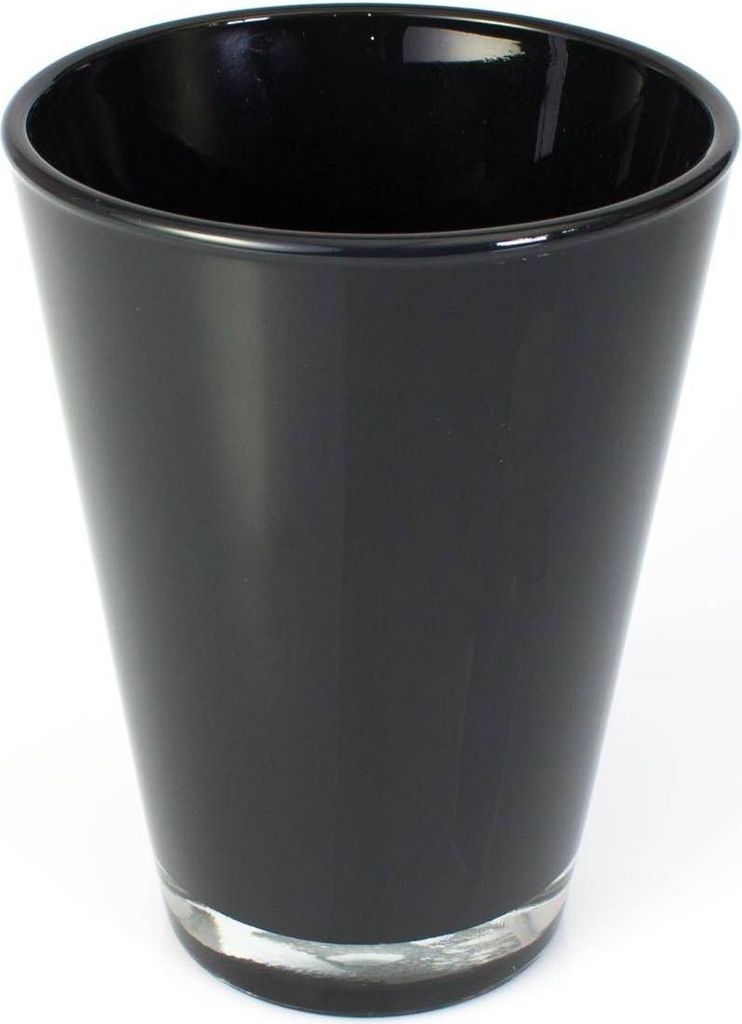 INNA-Glas Konische Glasvase Anna, schwarz, 15cm, Ø 11cm - Blumenvase - Tischvase
