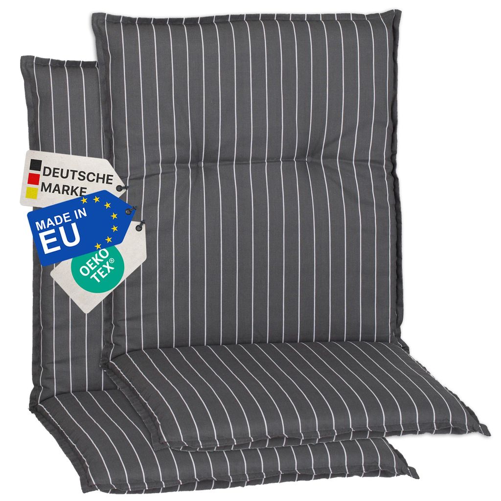 NYVI Gartenstuhl Auflagen Niedriglehner 2er Set Barcelona - UV-Beständig, Atmungsaktiv, Strapazierfähig - Niedriglehnerauflagen Outdoor - Sitzauf...