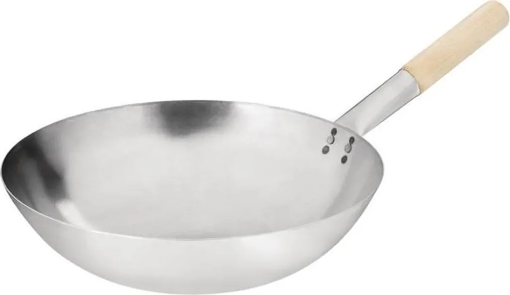 Vogue Wok in Acciaio 35,5 cm Professionale a Base Rotonda per Cucina