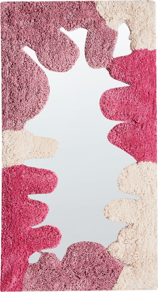 BELIANI Wandspiegel aus Baumwolle rosa 75 x 41 cm dekorativ rechteckig abstrakt Dekoration Wohnaccessoires