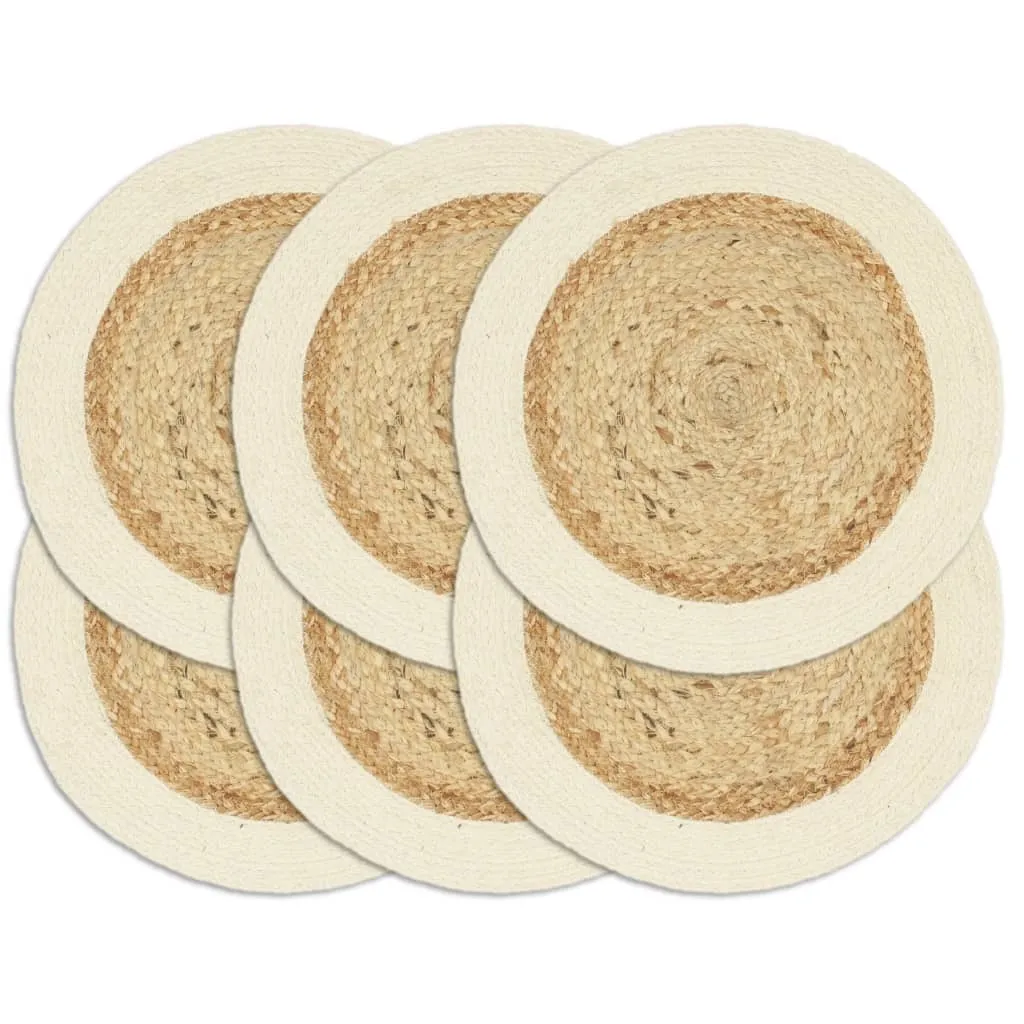 Tovagliette 6 pezzi. Naturale 38 cm rotondo Juta e cotone