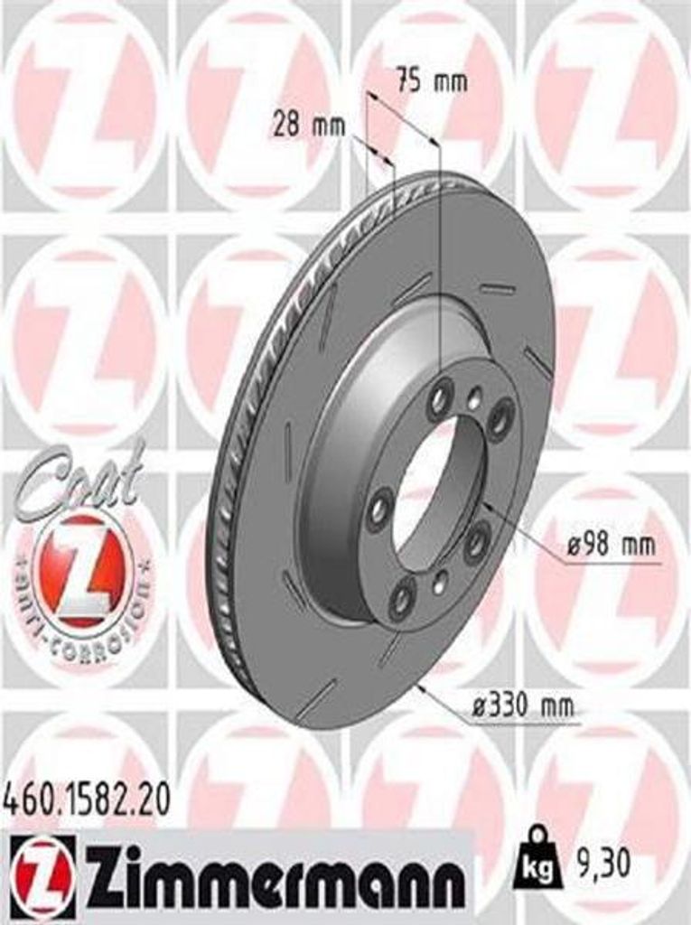 ZIMMERMANN Coat Z Bremsscheibe Hinten Links für PORSCHE PANAMERA 330mm 460.1582.20