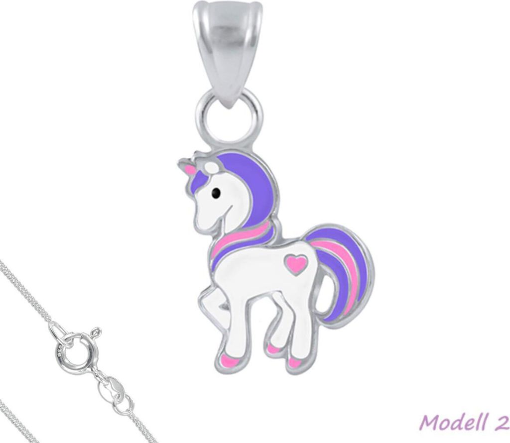 Kinderkette Silber 925 Kette: Einhorn Anhänger Halskette Produktbild 