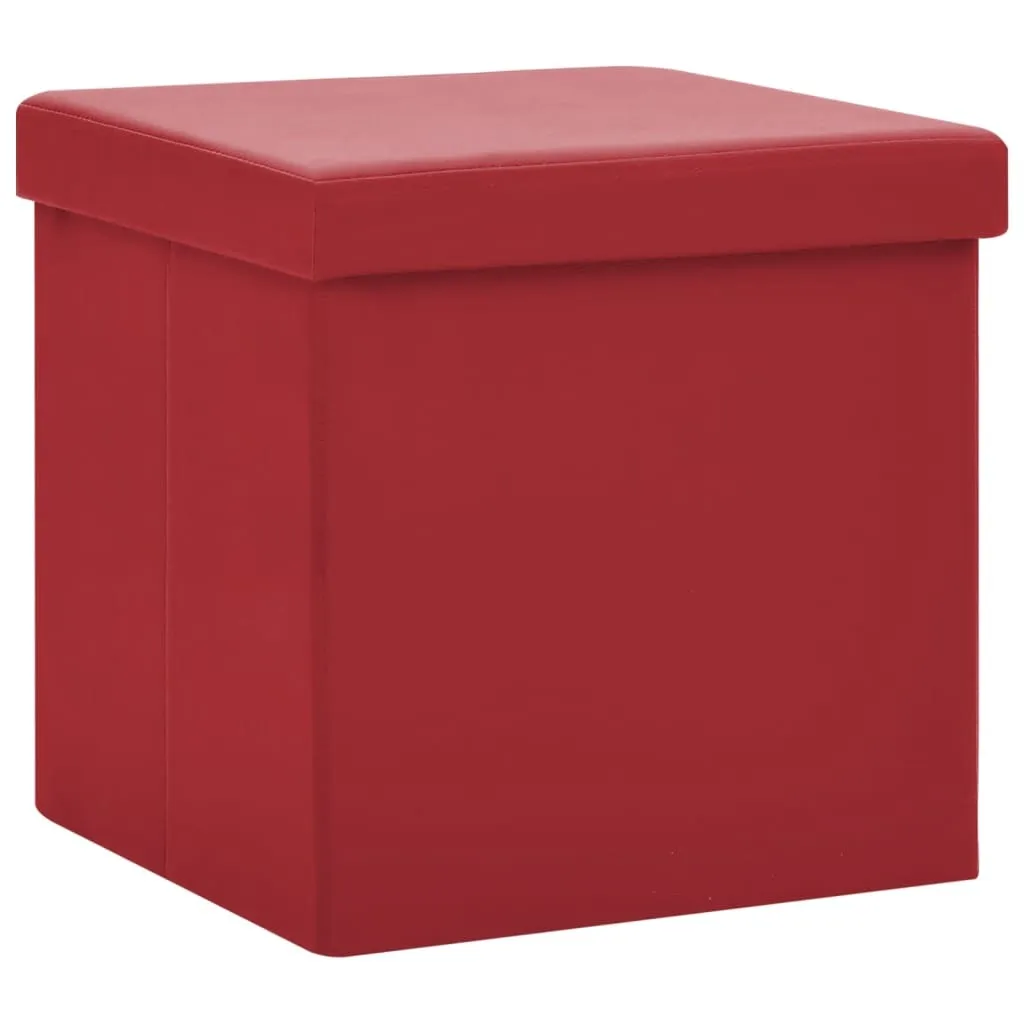 Sgabello Contenitore Rosso Vino in PVC - Pouf Pieghevole Salvaspazio