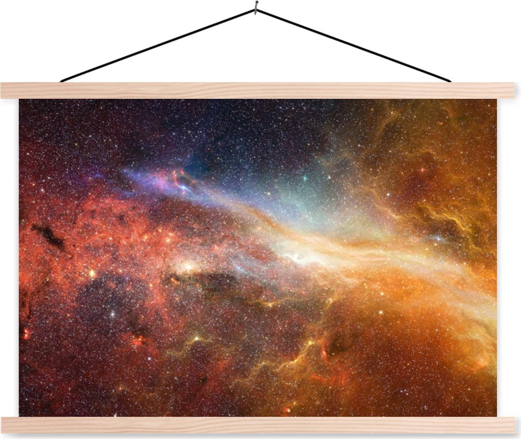 MuchoWow Textilposter Weltraum - Sterne - Farben 60x40 cm mit holzfarbenen Rahmen - Bilder