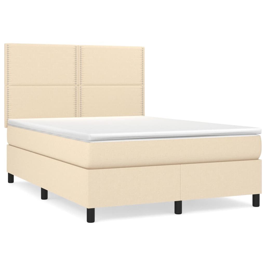 "2026 MODERNE"Boxspringbett/bettgestell - Bettrahmen - Doppelbett - mit Matratze Creme 140x200 cm Stoff - Polsterbett Klassische Betten CC1850561
