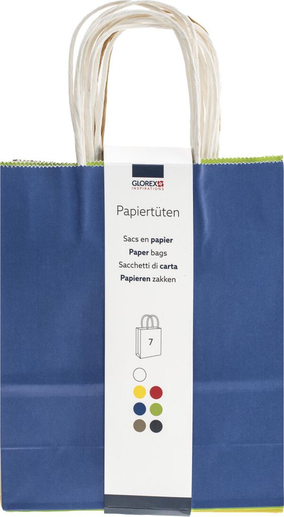 Glorex Papiertragetasche mit Kordelgriff 18 x 21 x 8 cm 7 Stück