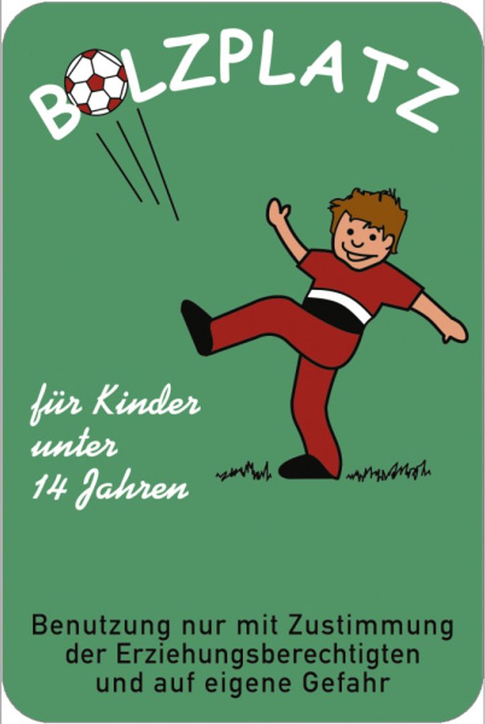 Dreifke Schild Bolzplatz für Kinder unter 14 Jahren ..., Alu, 400x600 mm