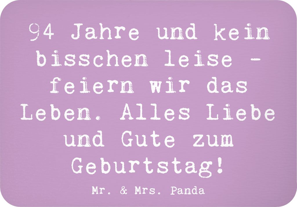 Mr. & Mrs. Panda magnet Spruch 94. Geburtstag - Lavendeltraum - Geschenk, Notizhalter, haftmagnet, Happy Birthday, whiteboardmagnet, Kühlschrankma...