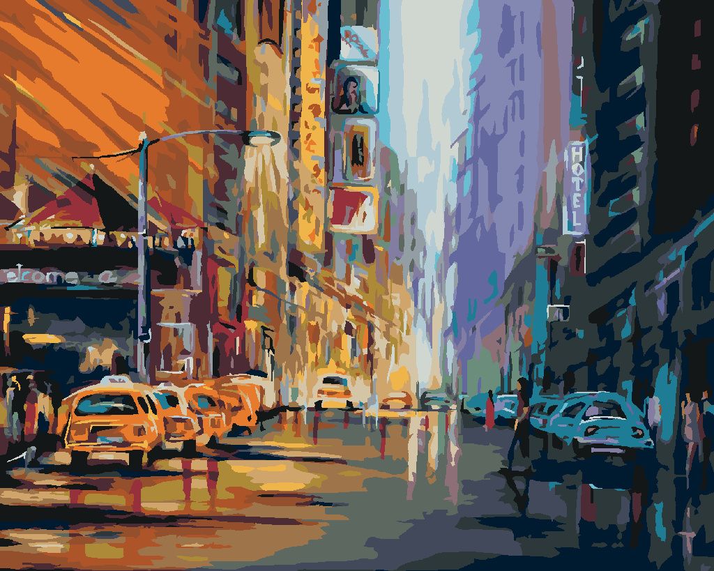 Zuty - Malen nach Zahlen - ABENDLEBEN IN NEW YORK, 40x50 cm, ohne Keilrahmen