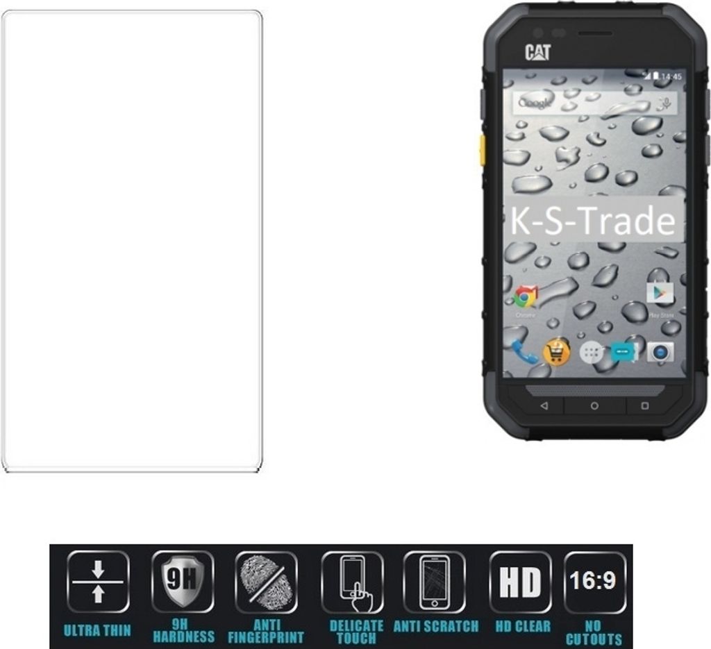 K-S-Trade Displayschutzglas kompatibel mit Caterpillar Cat S30 Hartglas Schutzfolie Glasfolie 16:9 Format, bedeckt keine Seitenbereiche