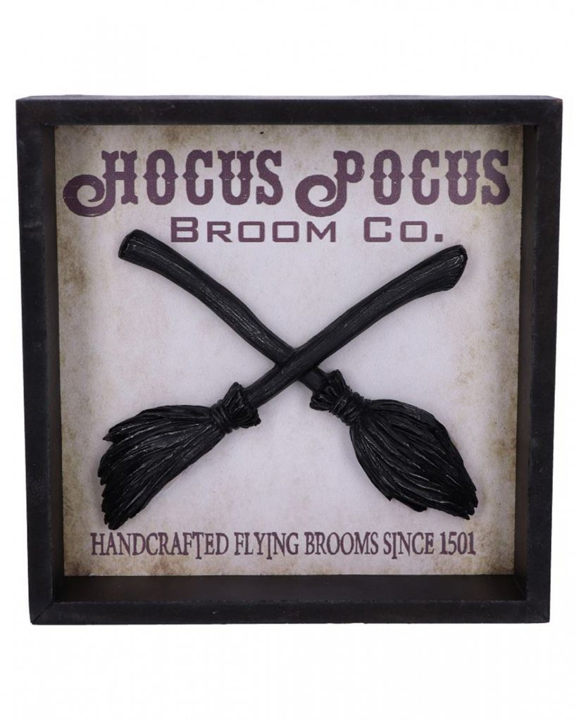 Hocus Pocus Wandbild mit Hexenbesen 20cm