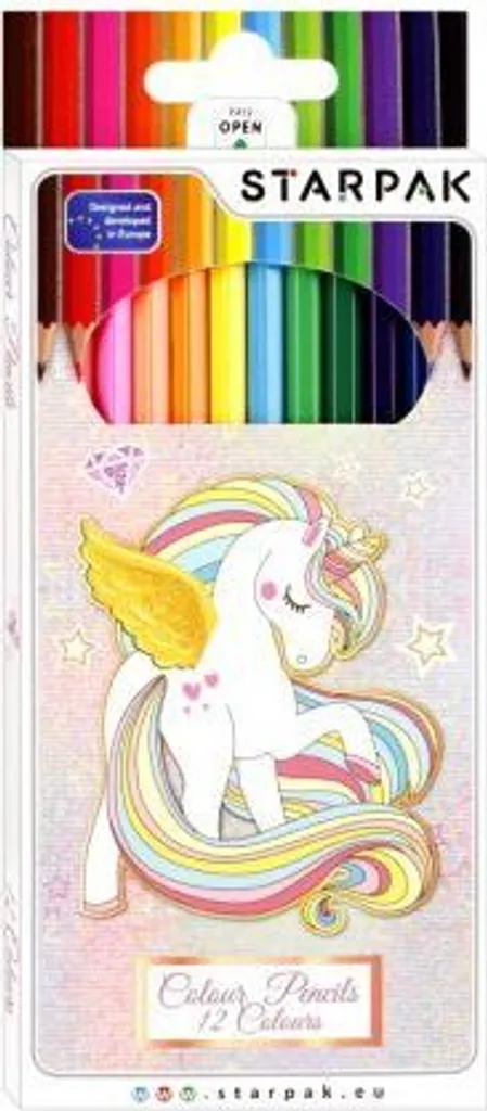 Set de crayons de couleur Licorne 12 pièces avec forme triangulaire