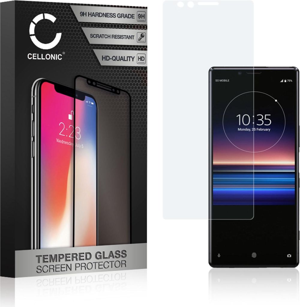 CELLONIC Displayschutzglas kompatibel mit Sony Xperia 1 (3D Full Cover 9H 0.33mm Edge Glue) Glas Transparent Displayschutz Schutzglas Tempered Glass