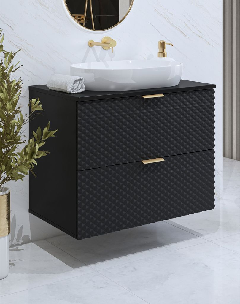 EUREKA Waschbeckenunterschrank 80 cm - schwarz