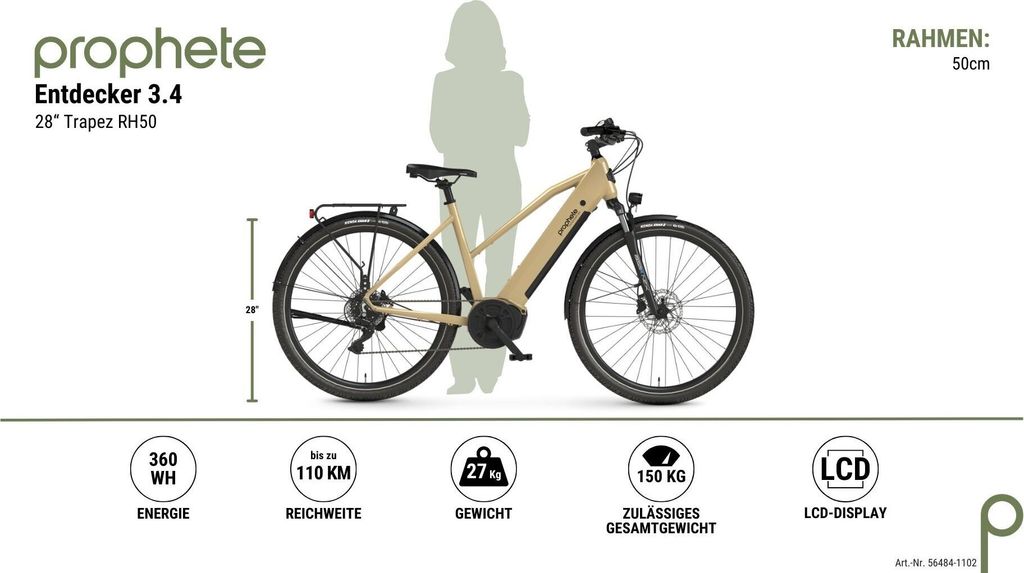PROPHETE ENTDECKER 3.4 Mittelmotor Trekking E-Bike 28", 360 Produktbild 8