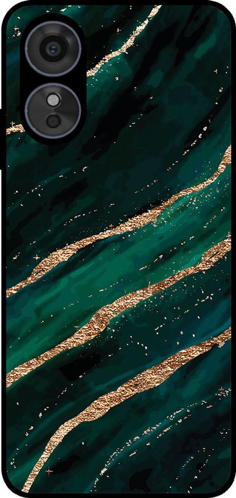 Smartphonica Handytasche geeignet für Oppo A1 / A98 / F23 mit Marmordruck - TPU zurück Abdeckung Fall Marmor Design - Grün Gold