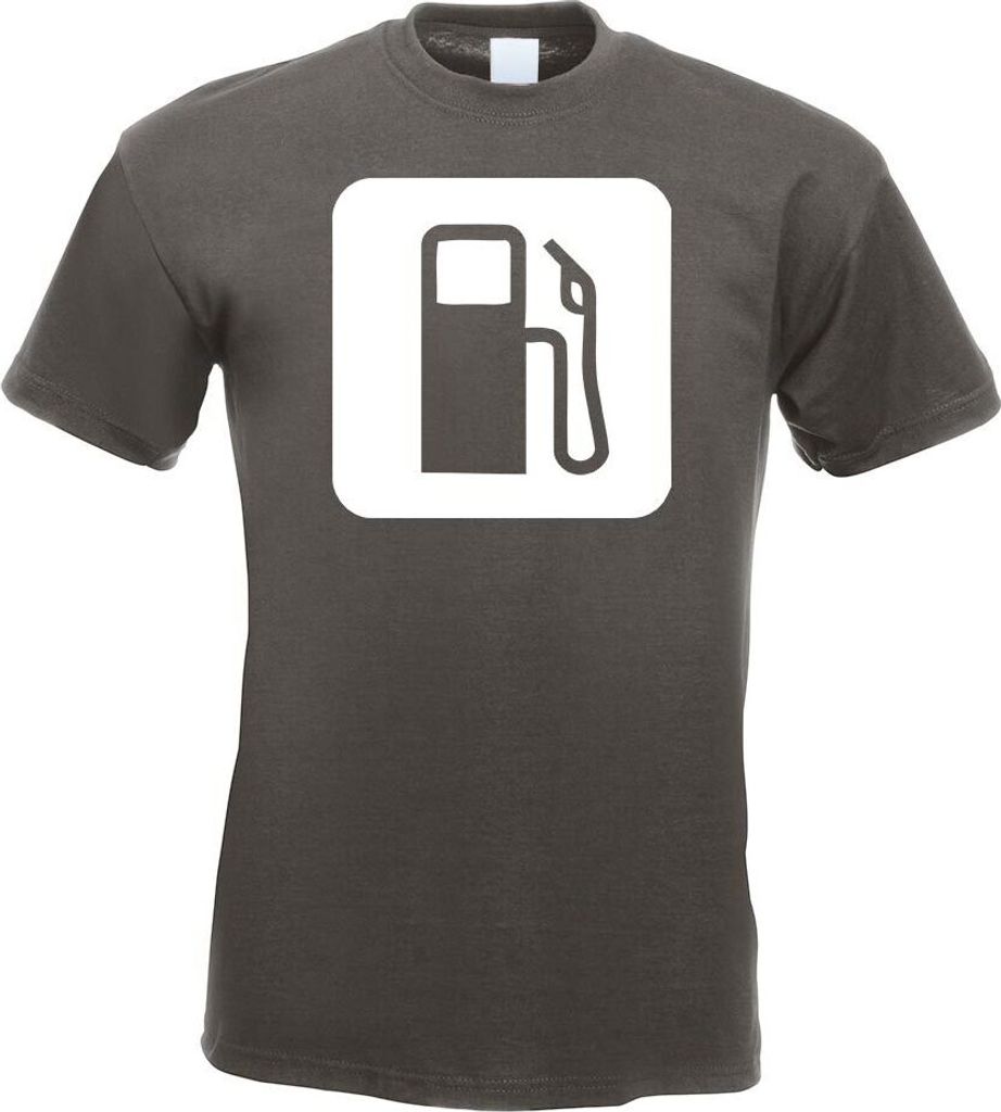 Kiwistar - T-Shirt - Graphit - Tankstelle Zapfsäule Piktogramme Herren Funshirt Bedruckt Design Sprüche Spruch Motive - mit Motiv Bedruckt - Funs...