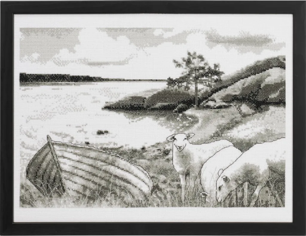 Kit Broderie Point de Croix Compté Motif Mer Permin de 40x30 cm