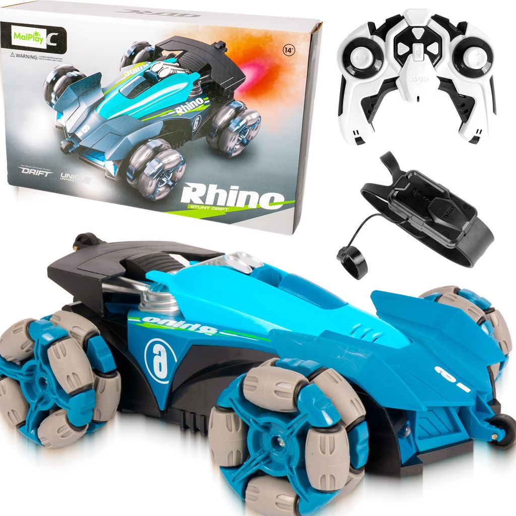Malplay Ferngesteuertes RC-Auto mit Gesten-Fernbedienung Drifting 360° 4x4 Licht Blau ab 14 Jahren Geschenk