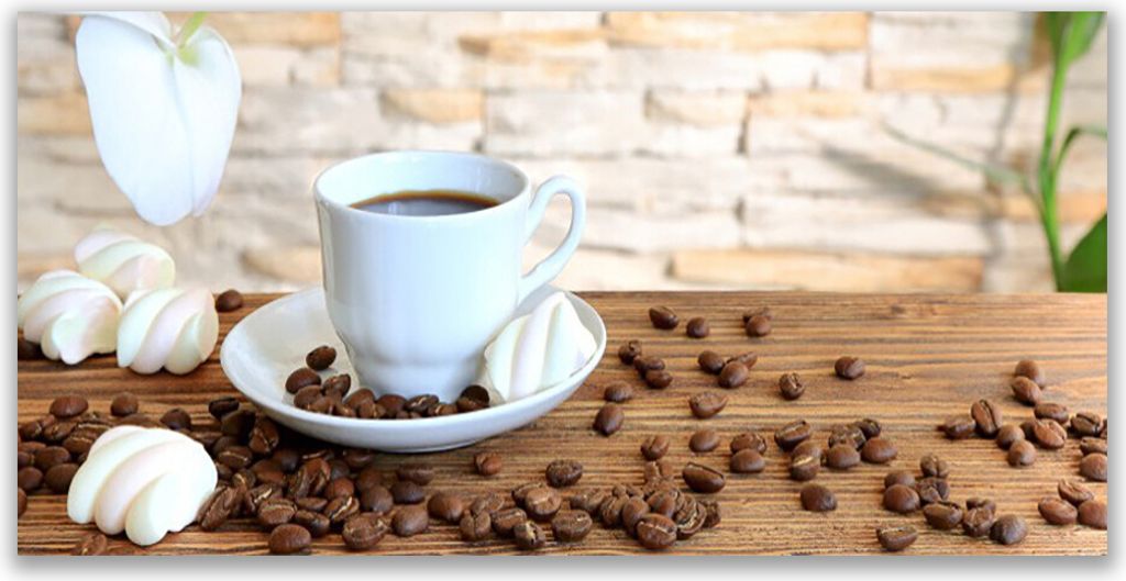 Küchenrückwand aus Glas 120x60cm Spritzschutz Tasse Kaffee Kaffeebohne Küche