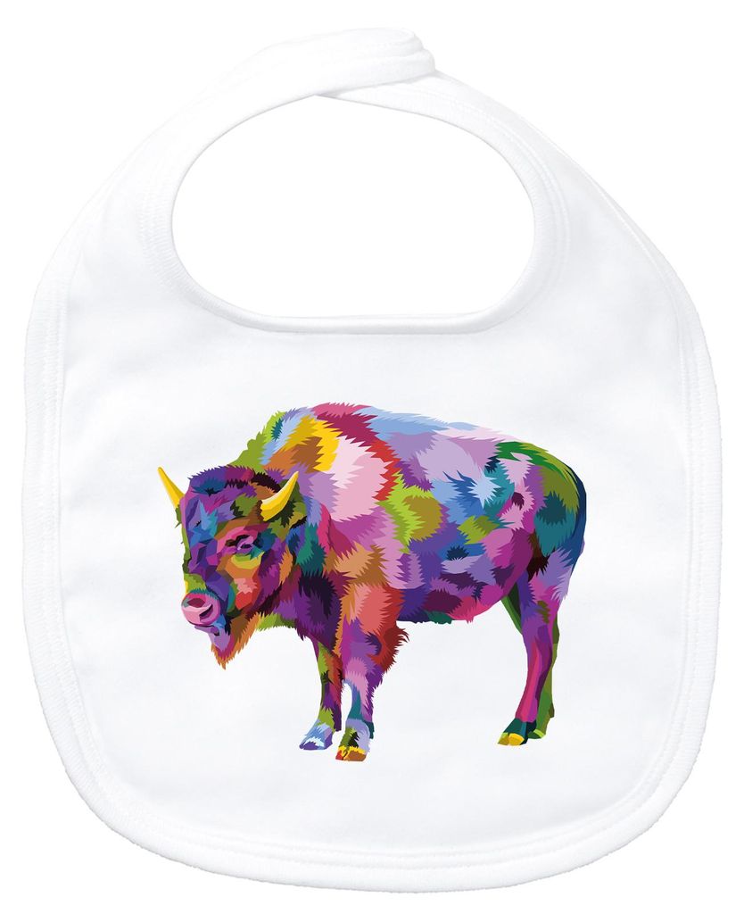 Huuraa Baby Lätzchen Bison Colorful White Klettverschluss Baumwolle Latz Geschenkidee