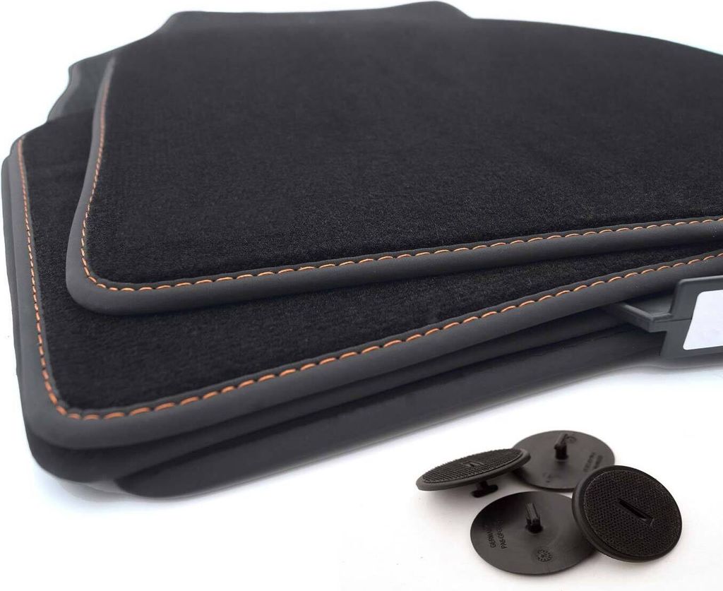 Fußmatten für BMW iX i20 (Ziernaht Braun) Premium Velours Automatten Matten in Original Qualität 4-teilig, Schwarz