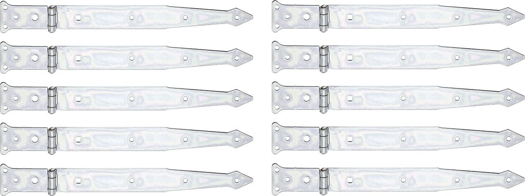 Alberts 845551 Werfgehänge, mit vernietetem Stift, galvanisch verzinkt, dickschichtpassiviert, Band 302 x 35 mm, Scharnier 77 x 48 mm, 10er Set