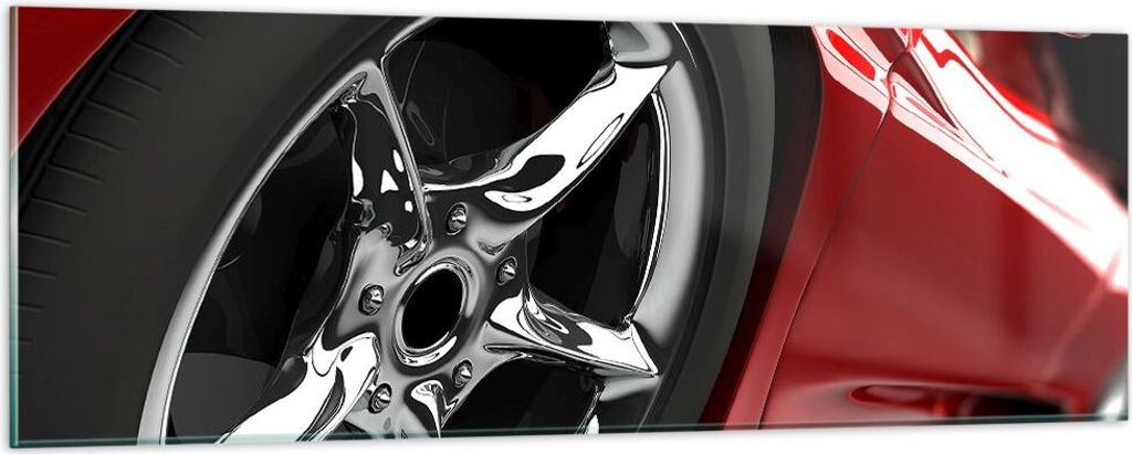Bilder auf glas - Sportwagen Rad Felge - 90x30cm - Glasbilder - Wandbilder - Kunstdruck - zum Aufhängen bereit - Wanddekoration aus Glas - Glas Bi...