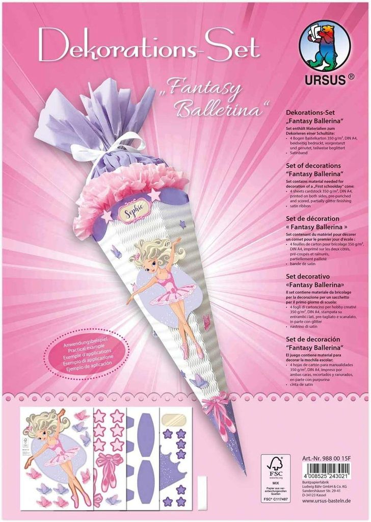 URSUS Deko Set Schultüte Easy Line "FANTASY BALLERINA" Produktbild 