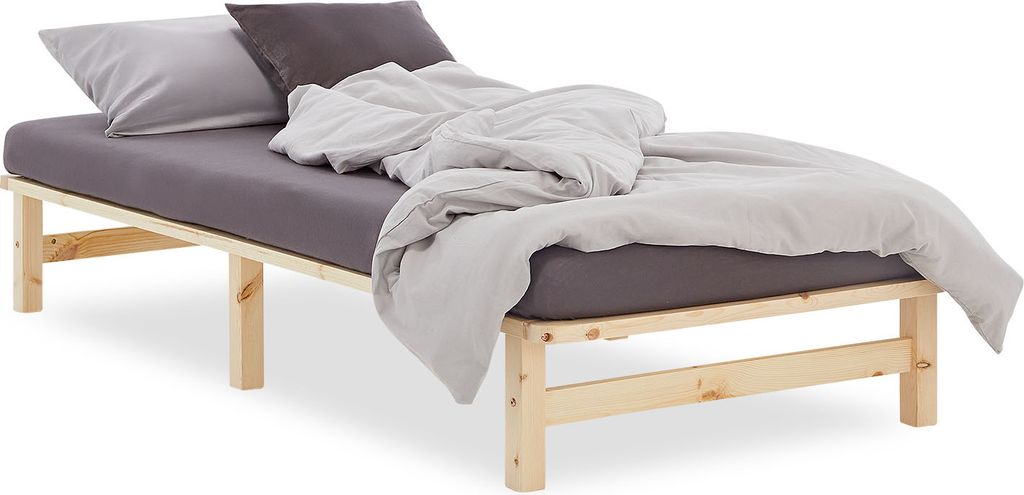 Homestyle4u Palettenbett Holzbett 90x200 cm Jugendbett Produktbild 