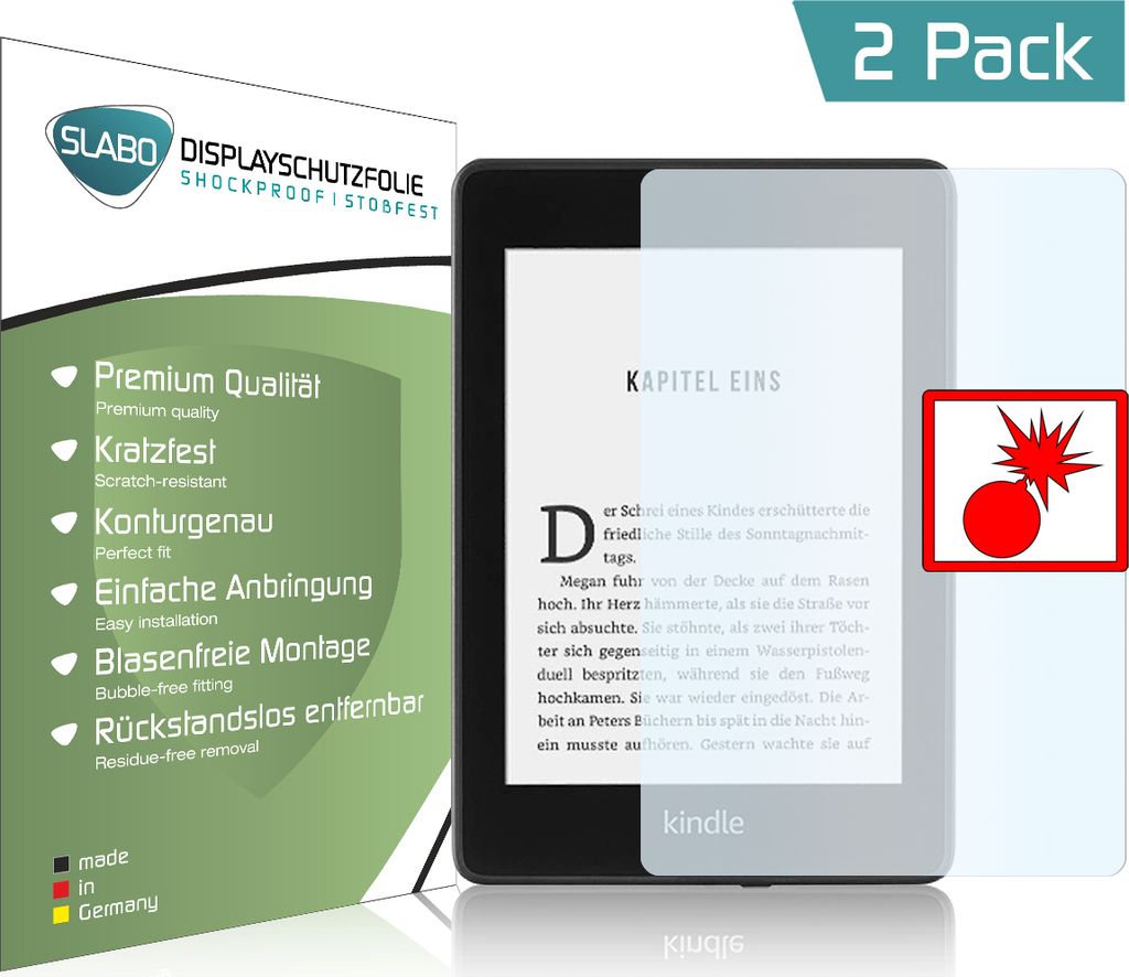 2x Slabo Panzerschutzfolie für Kindle Paperwhite 2018 (10. Produktbild 