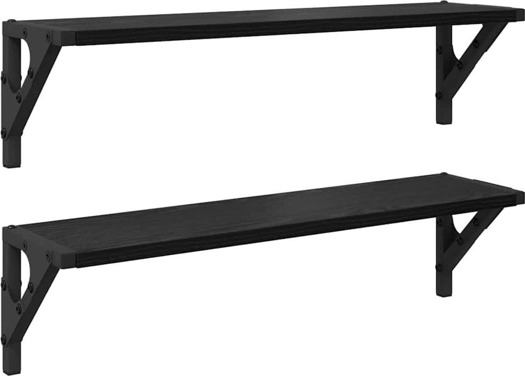 vidaXL Wandregale 2 pcs Schwarz Eichen-Optik 60 x 15 x 15,5 cm