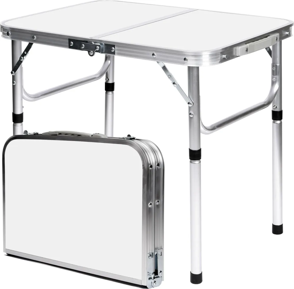 Table camping VASCO blanche ultra légère et résistante avec pieds acier