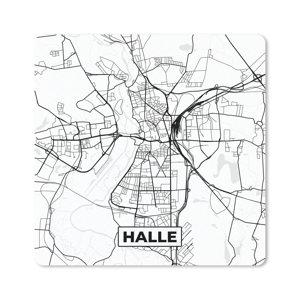MuchoWow Mauspad Mousepad Halle - Karte - Stadtplan 20x20 cm - Mousepads - Maus Mat - Pad - Mausunterlage - Desk Mat - Bureauartikeln