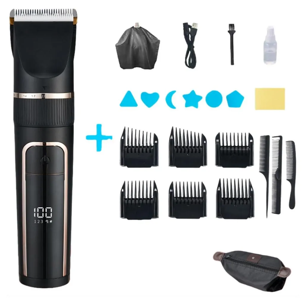 INF Tondeuse à Cheveux Lame Céramique - Kit Professionnel Sans Fil Noire