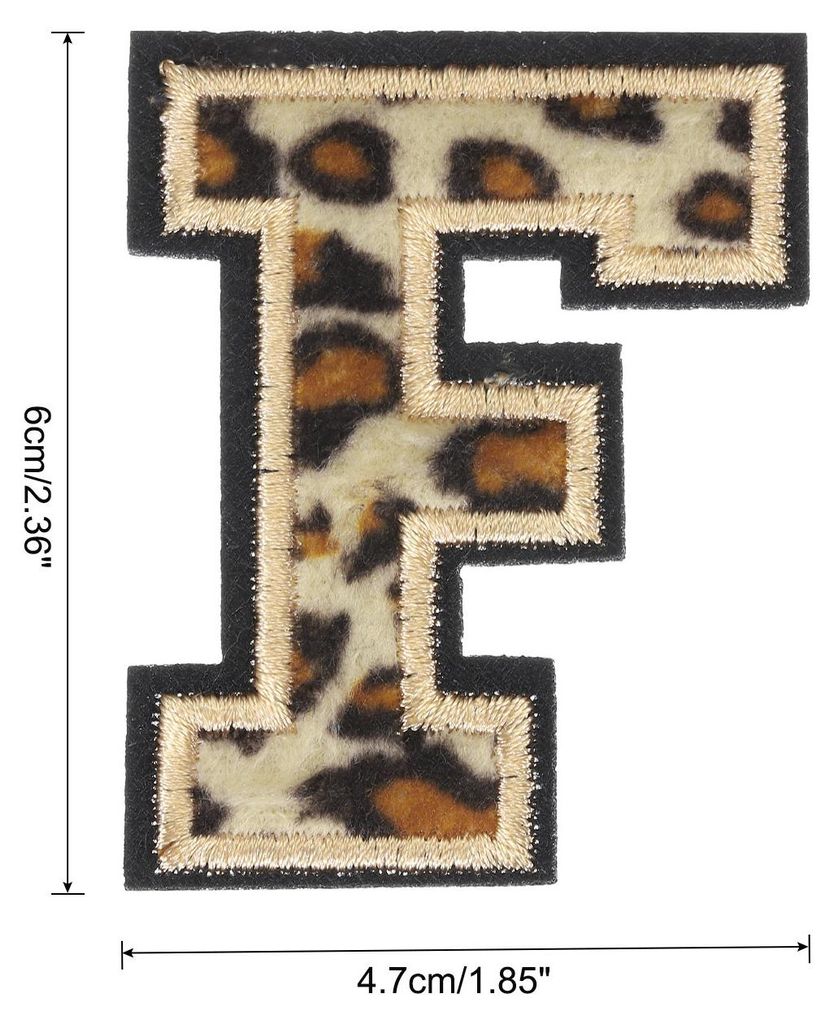 3 Stš¹ck Buchstaben zum Aufbš¹geln, 6 cm Leopard Selbstklebende Chenille Buchstaben F mit schwarzem Rand,Gestickter Patch zum Aufbš¹geln fš...
