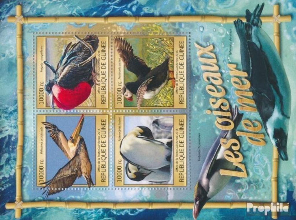 Briefmarken Guinea 2016 Mi 11806-11809 Kleinbogen (kompl. Ausgabe) postfrisch Seevögel