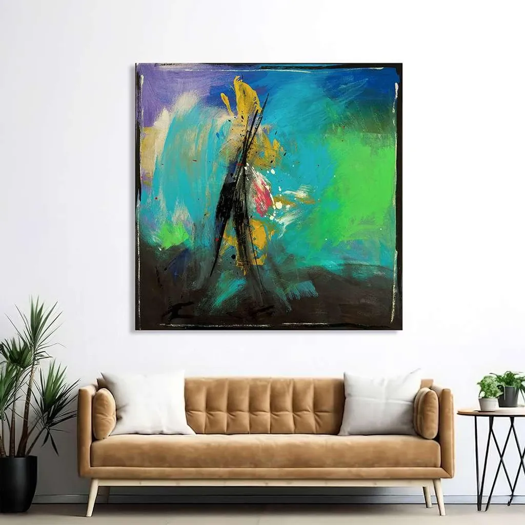 Toile Improvisation Verticale Romero - Art Abstrait Qualité Premium
