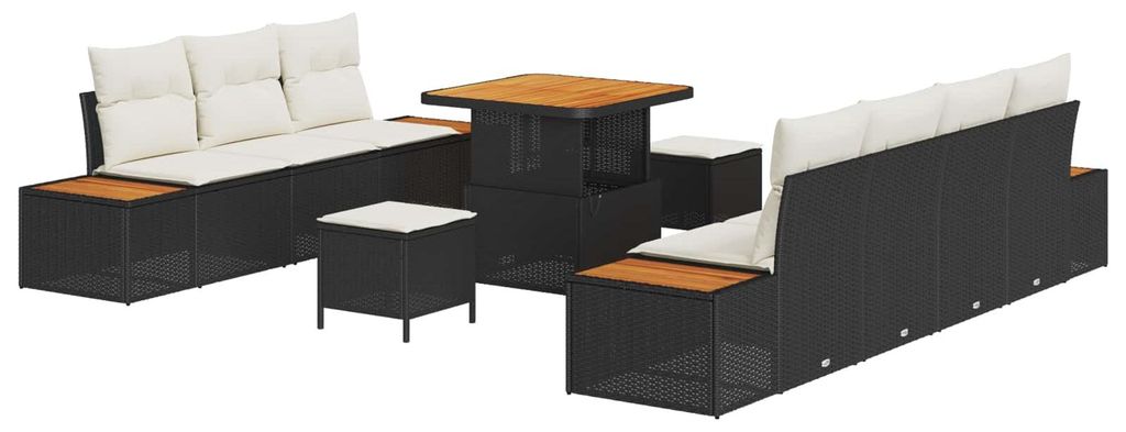 vidaXL Gartensofa-set mit Kissen 10 pcs Schwarz und Creme