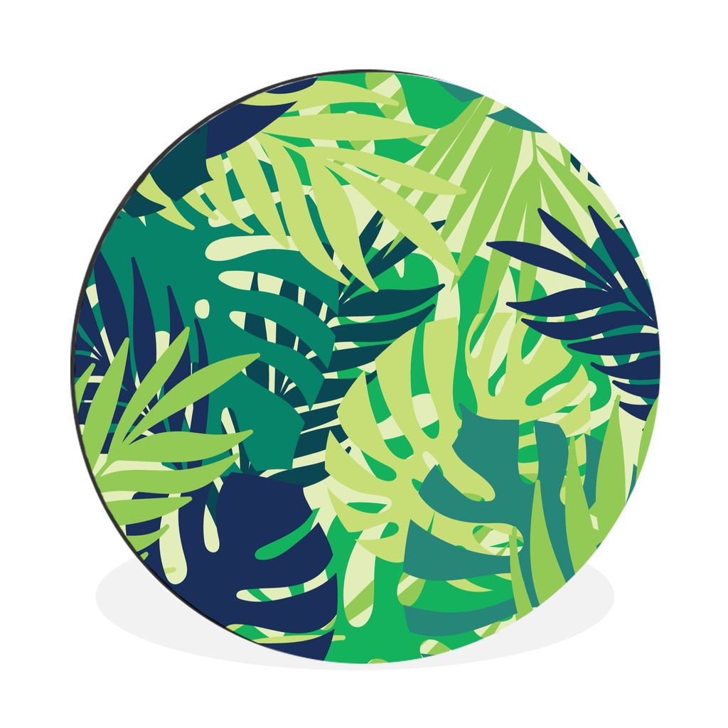 MuchoWow Aluminium Wandkreis Muster - Blätter - Garten Ø 60 cm Wanddeko Modern Wohnzimmer - Wand Kreis - Wandbild - Schlafzimmer - Aluminium Bi...