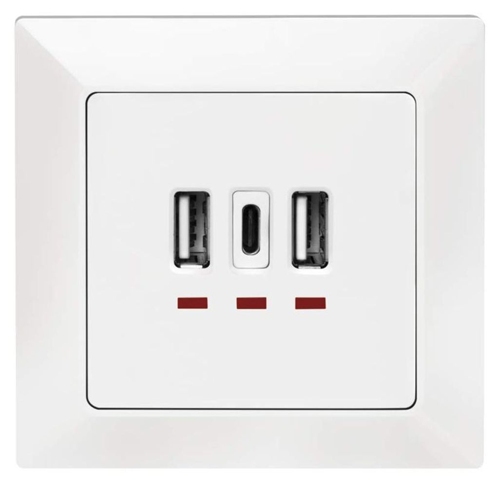 LogiLink PA0254, 2 x USB A + 1 x USB C, Weiß, 230 V, 50 Hz, Produktbild 