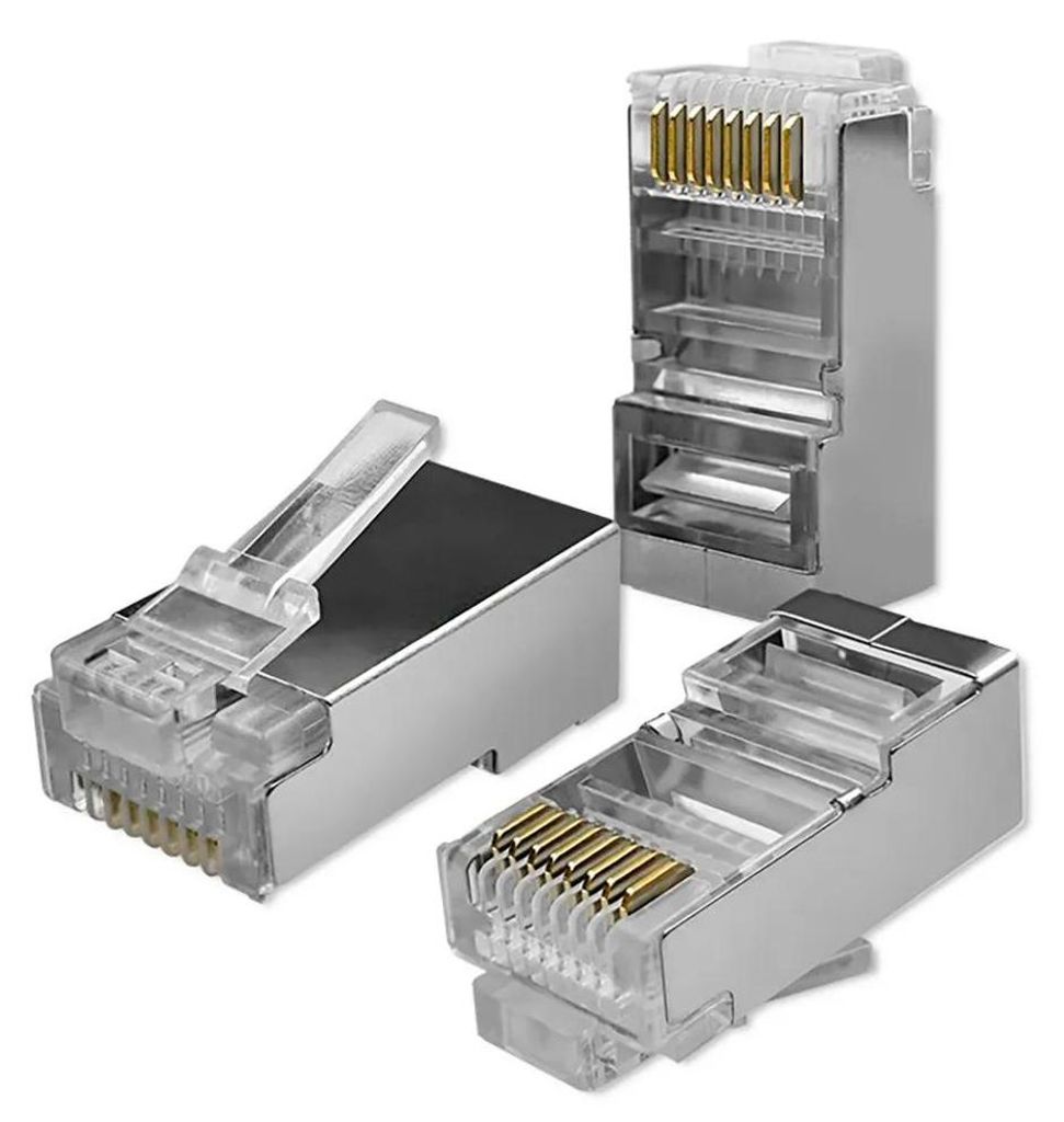Qoltec 54556 Modularer RJ45-Stecker | CAT6 | FTP |Vergoldete Kontakte | 100 Stück